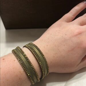 Leather Elegant Gold-Toned Bracelet